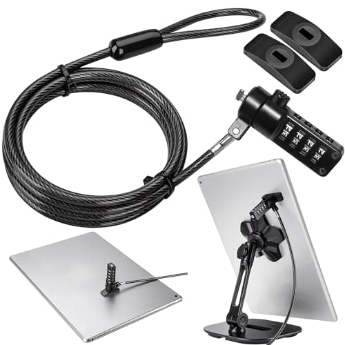 Image of AboveTEK iPad Lock Security Cable w/Adhesive Plates, Keyless 4 Digit Combination Tablet Lock Kit, Anti-Theft Hardware Locking Cable for iPhone Cell Phone MacBook Laptop in Showroom Retail Stores