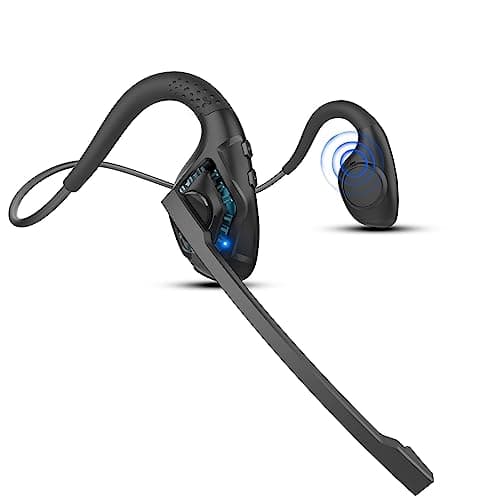 Image of iDIGMALL Bluetooth 5.3 Headset with Microphone, Open Ear Headphones w/Noise Cancelling Mic for Phone PC Computer Laptop, Lightweight & Comfortable Wireless Headset for Office Driving Working Home,10H