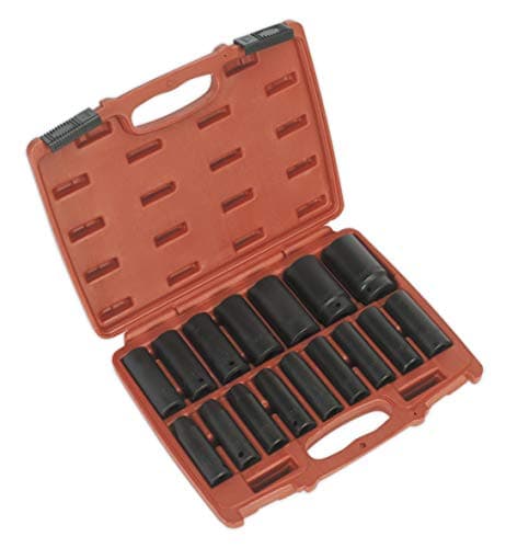 Image of Sealey Impact Metric DEEP SOCKETS 1/2" Sq Dr Black in Moulded Case 10-32mm 16pc