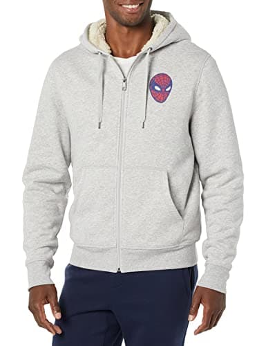 Image of Amazon Essentials Disney | Marvel | Star Wars Men's Sherpa-Lined Full-Zip Hoodie Sweatshirts, Marvel Spider-Man, XXL