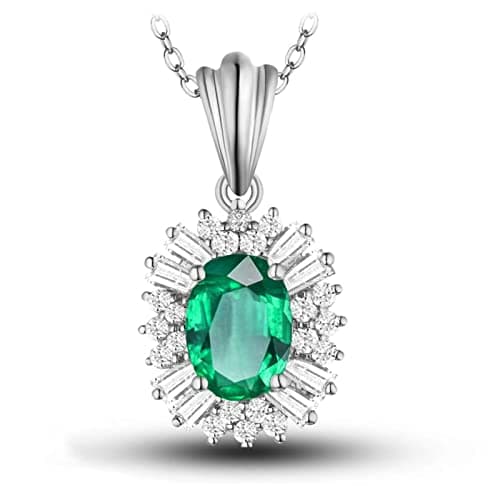 Image of Pendants for Necklaces Women, Emerald Necklace Vintage with VS1-VS2 Ideal Cut Gemstone 18K Luxurious Ladies Necklace Gift