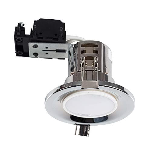 Image of MiniSun | Pack of 4 Modern Fire Rated Polished Chrome GU10 Recessed Ceiling Downlight/Spotlights - Complete with 5w LED Bulbs [6500K Cool White] | Downlights & Home Essential | Mains Wired