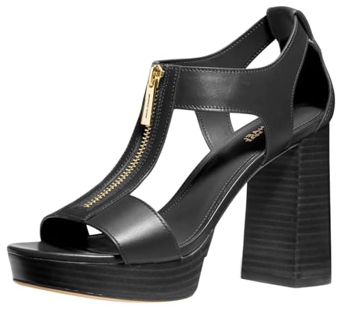 Image of Michael Kors Women's Berkley Mid Sandal Heeled, Black, 3 UK