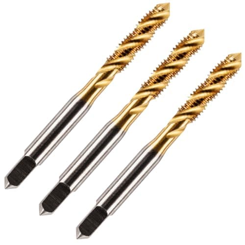 Image of Pack of 3 Rennie Tools - M3 x 0.5 Spiral Flute Tap HSS M2 Titanium (TiN) Coated 3mm Thread. Metric Hand/Machine Screw Tap Metric Coarse. for Tapping Blind Holes.