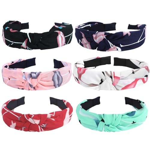 Image of KEUKORZ Top Knotted Headbands - 6Pcs Vintage Boho Wide Hairbands Alice Bands for Women ‘s Thick Hair - Fashion Hair Accessories Bands (6 Colors)