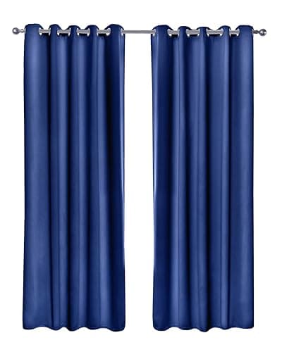 Image of Emma Barclay – Blackout Curtains for Bedroom Living Room Thermal Insulated Woven Eyelet Blackout Curtains Cali Collection (46” x 54” Inch)(Navy)