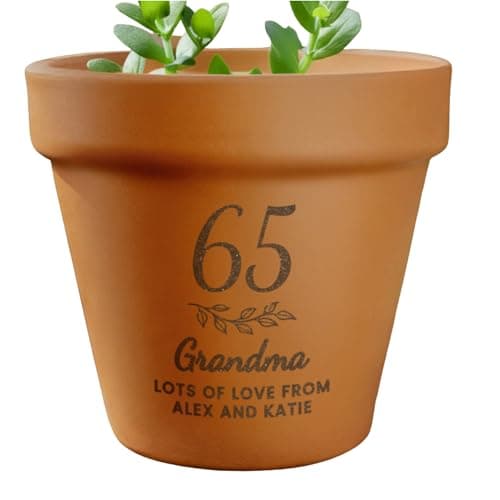 Image of CalEli Gifts Personalised Terracotta Plant Pot – Custom Age & Name Birthday Gift for Her/Him – 18th 21st 30th 40th 50th 60th 70th Birthday – Indoor Garden Gift for Mum, Nan, Friend – 15cm