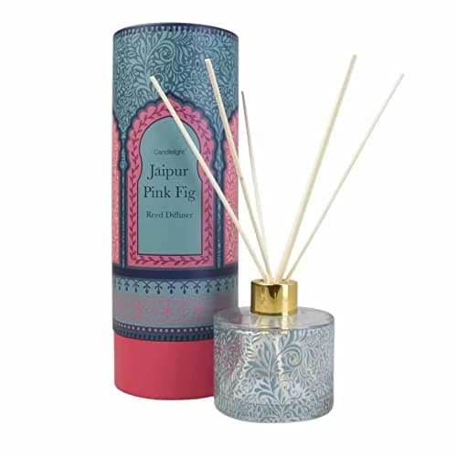Image of 150ml Glass Reed Diffuser With Jaipur Pink Fig Scent | Kashmir Home Fragrance Reed Diffuser Set | Scented Oil Room Diffuser - Aroma Gift