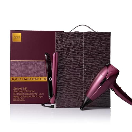 Image of ghd Limited Edition Deluxe Gift Set in Cherry Chic: Straighteners & Hair Dryer in Exclusive Vanity Case, for All Hair Types, for Straight, Wavy or Curly Hair, Cherry Red