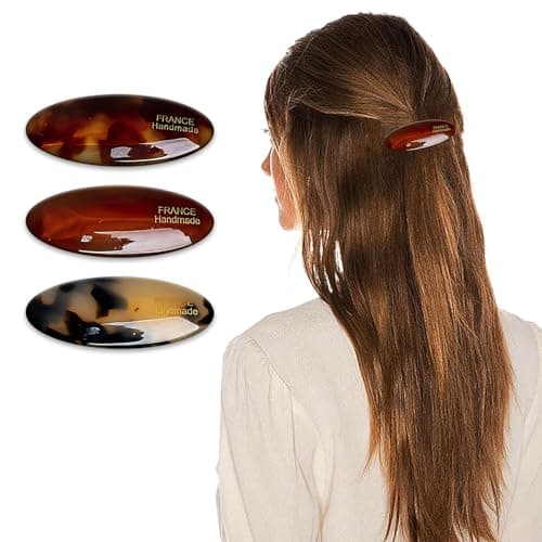 Image of Nzexlyva 3 Pcs Hair Slides Barrette, Large Acetate Oval Hair Clips for Women with Thick Hair, Hair Barrettes & Clasps, Hair Clips Accessories Gifts for Girls