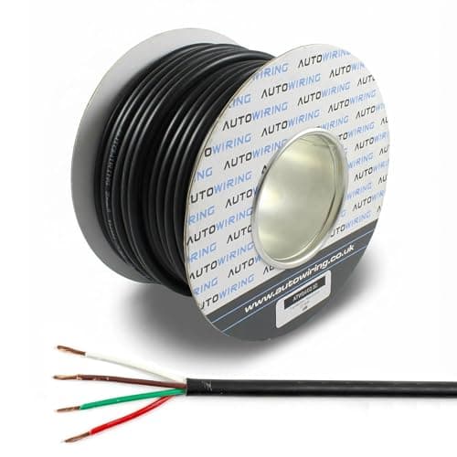 Image of Automotive 4 Core Cable 12v 24v Thin Wall Multistrand Wire RED BROWN WHITE GREEN (1.5mm² 21Amps, 30 Meter on Roll)