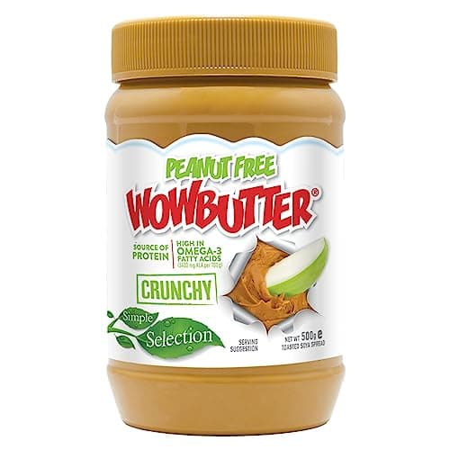 Image of WOWBUTTER Crunchy Toasted Soya Spread - Tastes Like Peanut Butter - Nut-Free, Vegan, Gluten Free, Halal & Kosher, Protein Spread - 7g Plant Protein, 1000mg Omega-3 per Serving, All-Natural (1)