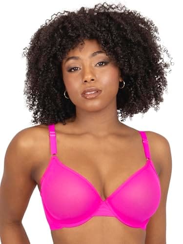 Image of Smart & Sexy Women's Sheer Mesh Demi Underwire Bra, Available in Single and 2 Packs!, Electric Pink (Mesh), 32C