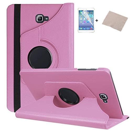 Image of FULOZO® Samsung Galaxy Tab A6 10.1 Inch (2016) T580/T585 Case 360 Degree Rotation PU Leather Smart Cover with Stand Function for Samsung Galaxy Tab A 10.1 Tablet + Screen Protector (Pink)