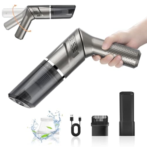 Image of MZGO Lightweight Handheld Vacuum (0.5KG) with 22000Pa Max Suction, Black Gold Rechargeable Car Vacuum Cleaner, 203 * 70mm Compact Design, 3 Adjustable Speed Modes for Car & Home