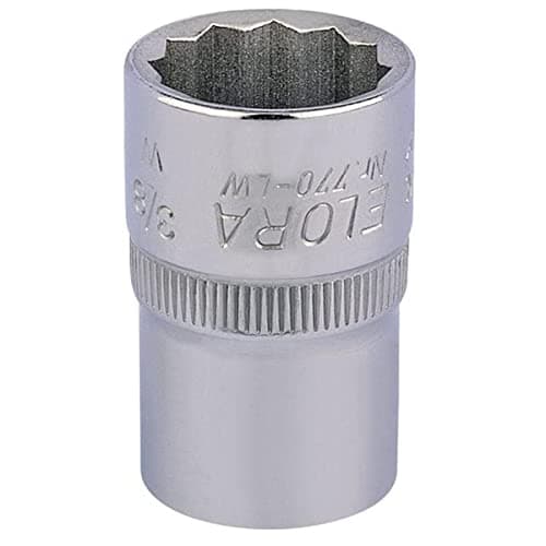 Image of Draper 24830 Elora Bi-Hexagon Socket, 1/2" Square Drive, 3/8" BSW, Blue