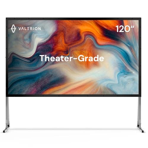 Image of Valerion 120" Outdoor Projector Screen with Stand – 3-Min Setup, Wheeled Carry Bag, 4K/8K UHD Support, Freestanding, Portable Alloy Frame, 16:9 HD, Lightweight for Camping, Backyard, Home Theater