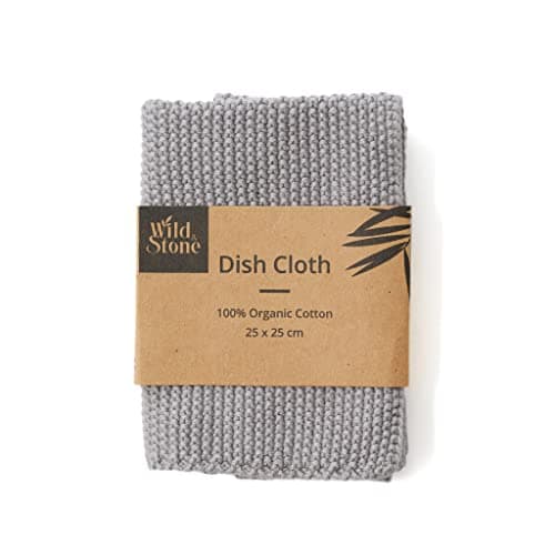 Image of Wild & Stone | Organic Cotton Dish Cloth | Eco-Friendly Kitchen Cloth | Biodegradable & Compostable Cleaning Cloth (Dove Grey)