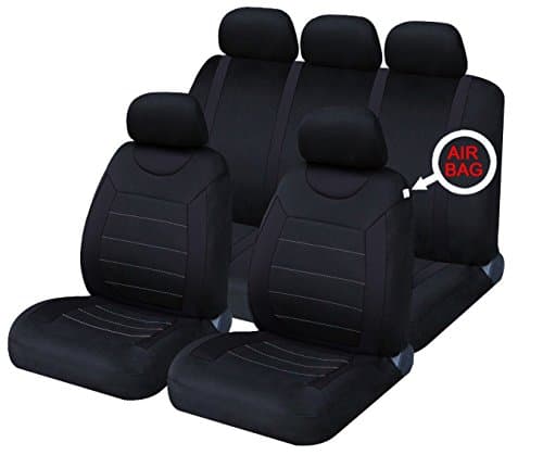 Image of Xtremeauto® Classic Car Seat Covers Set Front & Rear complete with headrest Covers (Black)