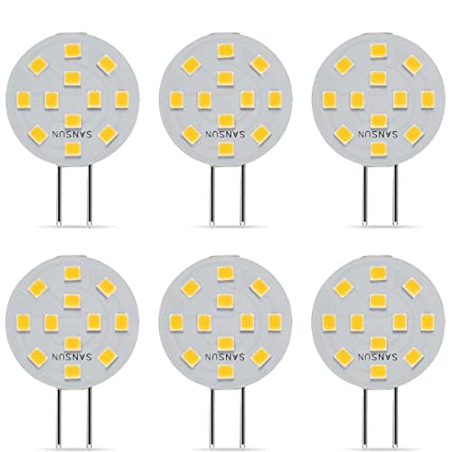 Image of SANSUN G4 LED Bulbs 2W Equivalent to 20W Halogen, G4/GU4/GZ4 Bi-Pin Base, AC/DC12V 3000K 120° Wide Angle, Non-Dimmable (Warm White, Pack of 6)