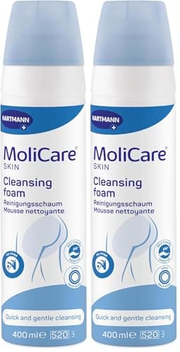 Image of MoliCare Skin Cleansing Foam, Quick and Gentle Cleansing for Genital and Perineal Area, for Incontinence Care, No Rinse, pH Balanced, 400 ml (Pack of 2)