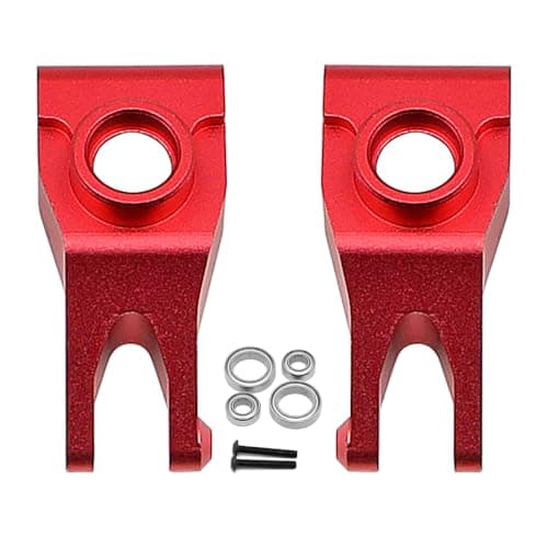 Image of POFET Front And Rear Steering Block And Caster Block,Upgrades Parts Compatible With 1/10 Arrma Parts And Accs,Rear Hub Upgrade Parts,Complete Set Of Additional Screws With Bearings(Red)