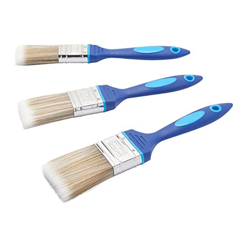 Image of Fit For The Job No Bristle Loss 3 Piece DIY Paint Brush Set For A Smooth Finish with Emulsion, Gloss and Satin Paints on Walls, Ceilings, Furniture, Wood & Metal - contains 1", 1.5", 2" Brushes