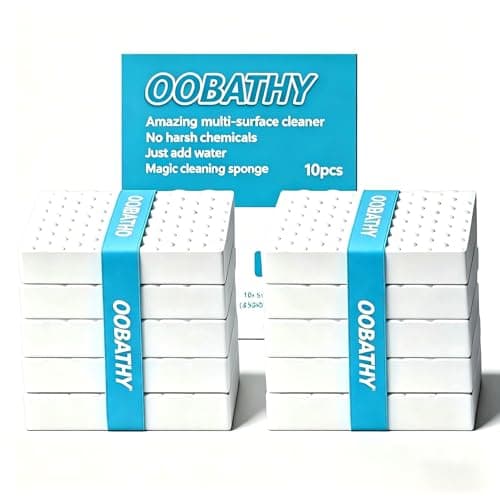 Image of 10 Pack Magic Sponge Eraser,Multi-functional Foam Cleaning Sponge,Wall Cleaning Sponge,2.5 Times Stronger Cleaning Power,Suitable for all Household,Surfaces,Bathroom,Walls,Shoes,100x60x20mm