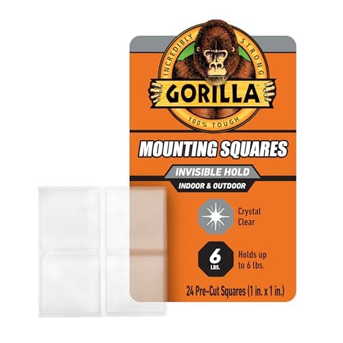 Image of Gorilla Tough & Clear Double Sided Tape Squares, 24 1" Pre-Cut Mounting Squares, Clear, (Pack of 1)