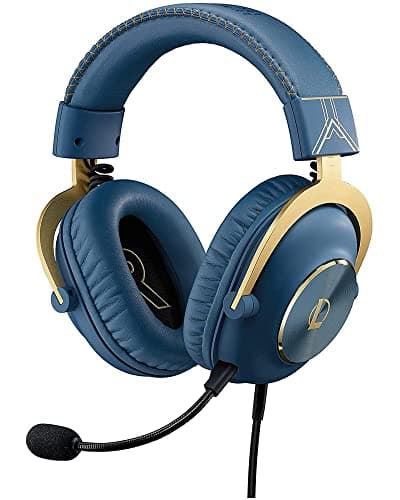 Image of Logitech G PRO X Gaming Headset - Blue VO!CE, Detachable Microphone, Comfortable Memory Foam Ear Pads, DTS Headphone 7.1 and 50 mm PRO G Drivers, Official League of Legends Edition - Blue/Gold
