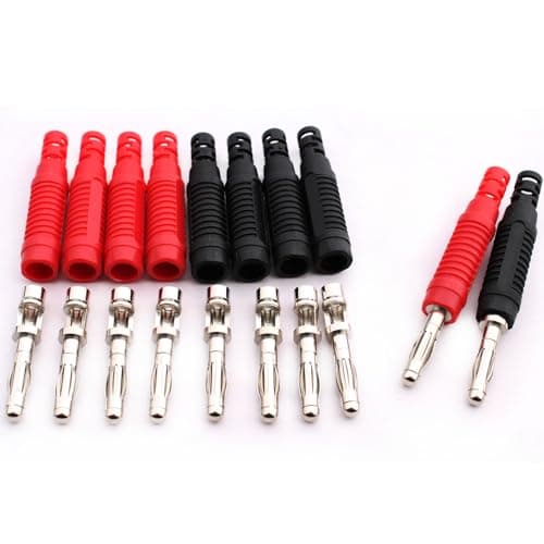 Image of RUNCCI-YUN 10Pcs 4mm Banana plug Solder DIY Banana Plug Male Connectors Adapters for Multimeter Test Leads Probes(Black/Red)