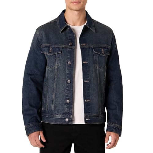 Image of Amazon Essentials Men's Low-Stretch Regular-Fit Denim Jacket, Tinted Dark Wash, XL
