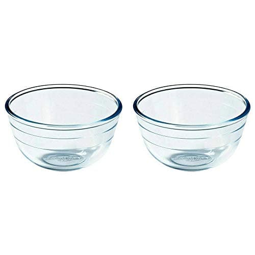 Image of Pyrex O'Cuisine Kitchen Glass Round Mixing Bowl Microwave Safe 17cm 1.0 Litre (Pack of 2)
