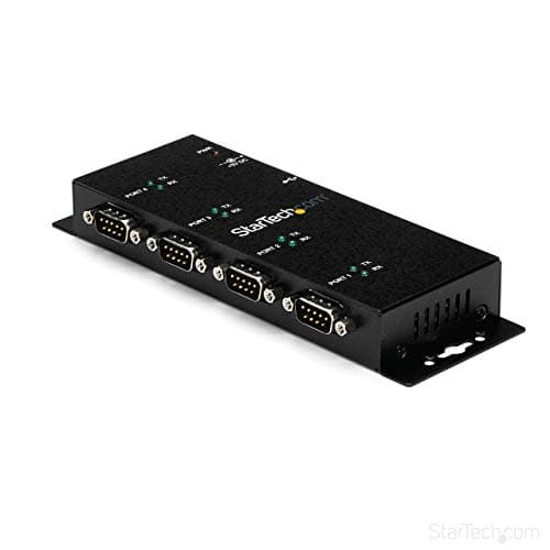 Image of StarTech.com 4 Port USB to Serial RS232 Adapter - Wall Mount - Din Rail - COM Port Retention - FTDI USB to DB9 RS232 Hub, TAA (ICUSB2324I)