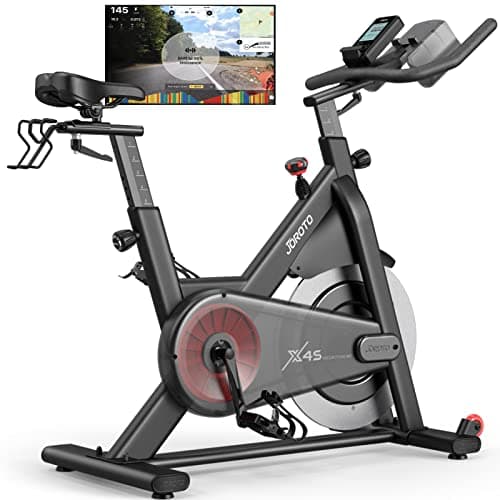 Image of JOROTO X4S Bluetooth Exercise Bike - Indoor Cycling Bike with Readable Magnetic Resistance and Belt Drive Stationary Bikes (330 Pounds Capacity)