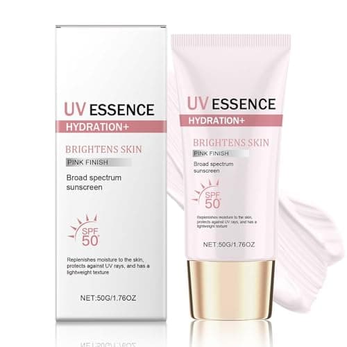 Image of Tone-Up Sunscreen SPF 50, UV Essence Pink Brightening Broad Spectrum Sunscreen, Korean Sunscreen for Face, Non-Greasy Lightweight & Hydrating for All Skin Tones, 50g (1 Pack)