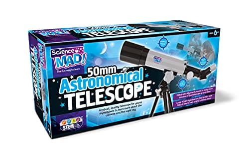 Image of Science Mad - 50mm Astronomical Telescope For Kids - Learn Astronomy and the Universe With Fun - Features Portable, 50mm Lens, Tripod and Mount, 18x and 90x Magnification, 6+ Years