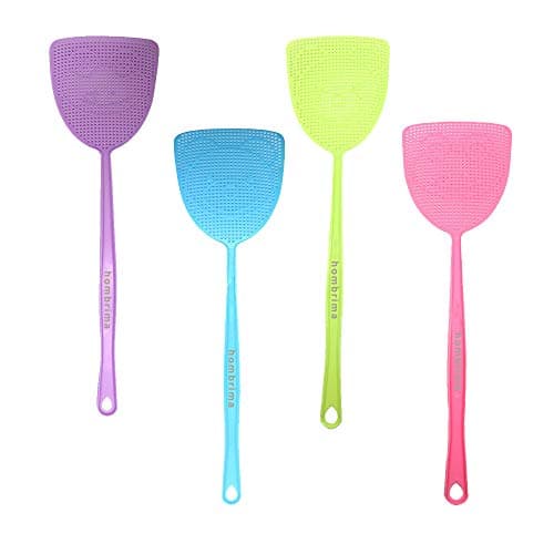 Image of hombrima Fly Swatter, 4 Pack Strong Flexible Manual Swat Set Pest Control Flyswatter, 4 Colors Assorted (Multi-4Pack)