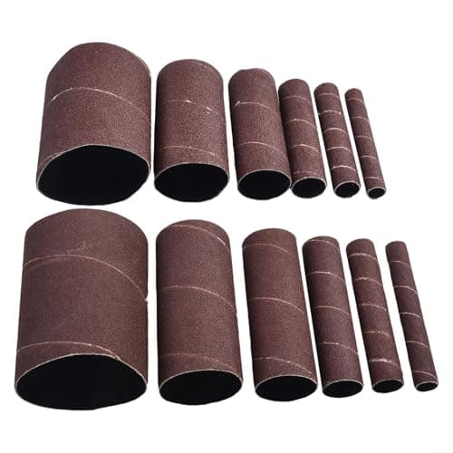 Image of Assorted Sanding Drum Sleeves 4.5 Inch, 12 Pack 80/120 Grit Alumina Abrasive Bands for Spindle Sander, Wood Metal Plastic Finish