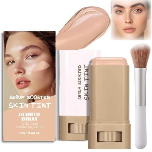 Image of Beauty Balm Serum Boosted Skin Tint & Adaptive Shade Match Foundation Stick with Brush – Hydrating Tinted Moisturizer, Portable Lightweight Korean Contour with Natural Glow Coverage (#5 Ivory)