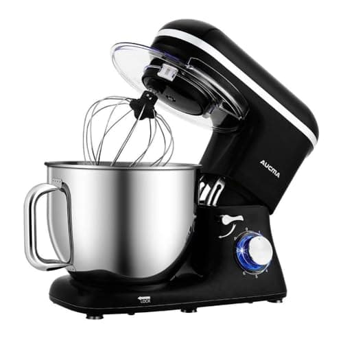 Image of Aucma Stand Mixer,7L Tilt-Head Food Mixer, 6 Speed Electric Kitchen Mixer with Dough Hook, Wire Whip & Beater 1400W (7L, Black)