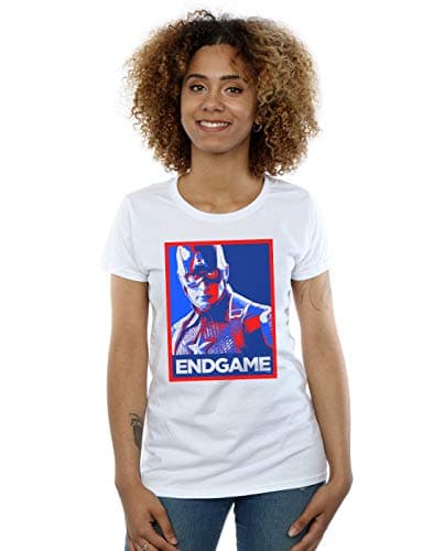 Image of Marvel Women's Avengers Endgame Captain America Poster T-Shirt White Small