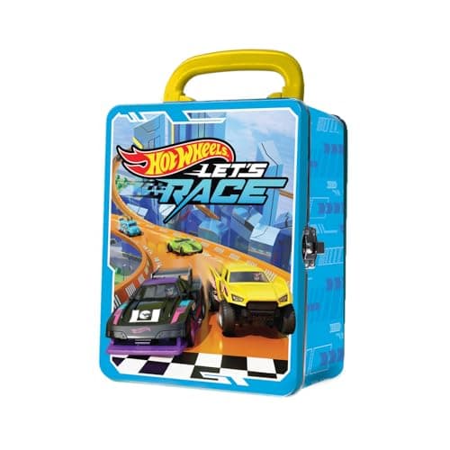 Image of Hot Wheels 1:64 Scale cars Metal Car Carry Case I 18 Toy Storage & Organiser Gift for Collectors Kids Ages 3 Years Old Up 3D HW Race lid design (Cars not included)