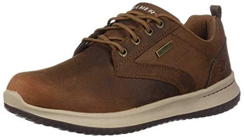 Image of Skechers Men's Delson Antigo Trainers, Dark Brown Leather, 10 UK