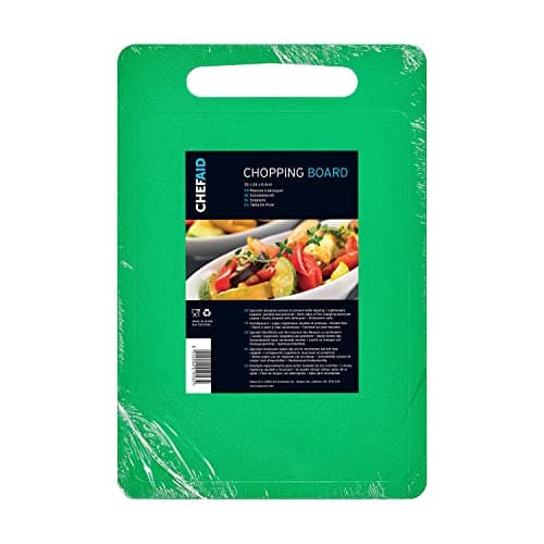 Image of Chef Aid Green Poly Chopping Board, Multipurpose Anti-Slip Surface, Easy Clean and Dishwasher Safe with Handle, 30 x 25cm, Other Colour Options Available