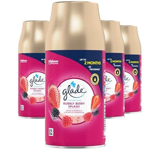 Image of Glade Automatic Air Freshener Refills, Room Spray & Odour Eliminator, Bubbly Berry Splash, Pack of 4 (4 x 269 ml)