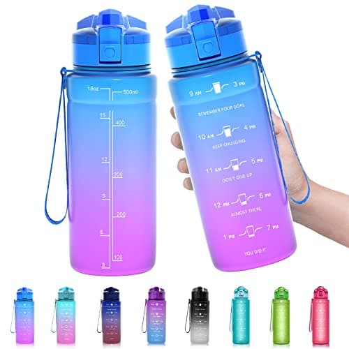 Image of Zounich Best Sports Water Bottle Leak Proof 1L/700ml/500ml BPA Free Drink Bottles|Kids,Adults,Gym,School,Sport,Cycling|with Times to Drink & Fruit Infuser & Lock Cover Filter|Reusable