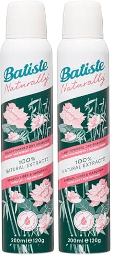 Image of Batiste Naturally Bamboo Fibre & Gardenia 200ml, No Rinse Spray to Refresh Hair in Between Washes, with 100% Natural Extracts (Pack of 2)