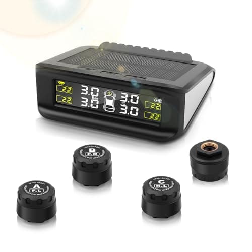 Image of Avutrel TPMS Waterproof Tyre Pressure Monitoring System Wireless Solar Real-Time for Car Caravan SUV RV Trailer Van (0-5 Bar) - 4 External TPMS Sensors with 5 Alarm Modes