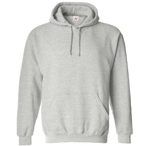Image of Star and Stripes Small Classic Plain Pullover Hoodie Unsex and These are Ideal for Mens and Ladies Hooded Sweatshirt , Grey , Heather Grey , S